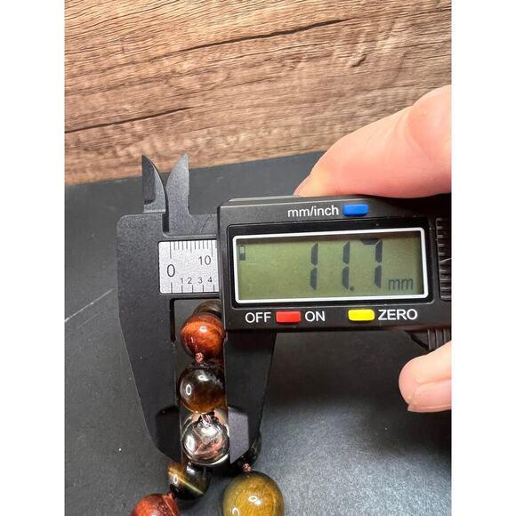 Multi color tiger eye graduated necklace with 925 magnetic clasp - Picture 8 of 14